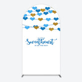 Aperturee - Aperturee Blue Gold Little Sweatheart Baby Shower Arch Backdrop